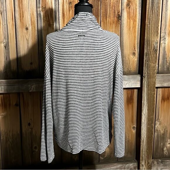 Lucky Brand Los Angeles top pull over striped black white Large FIRM on PRICE - Picture 6 of 9